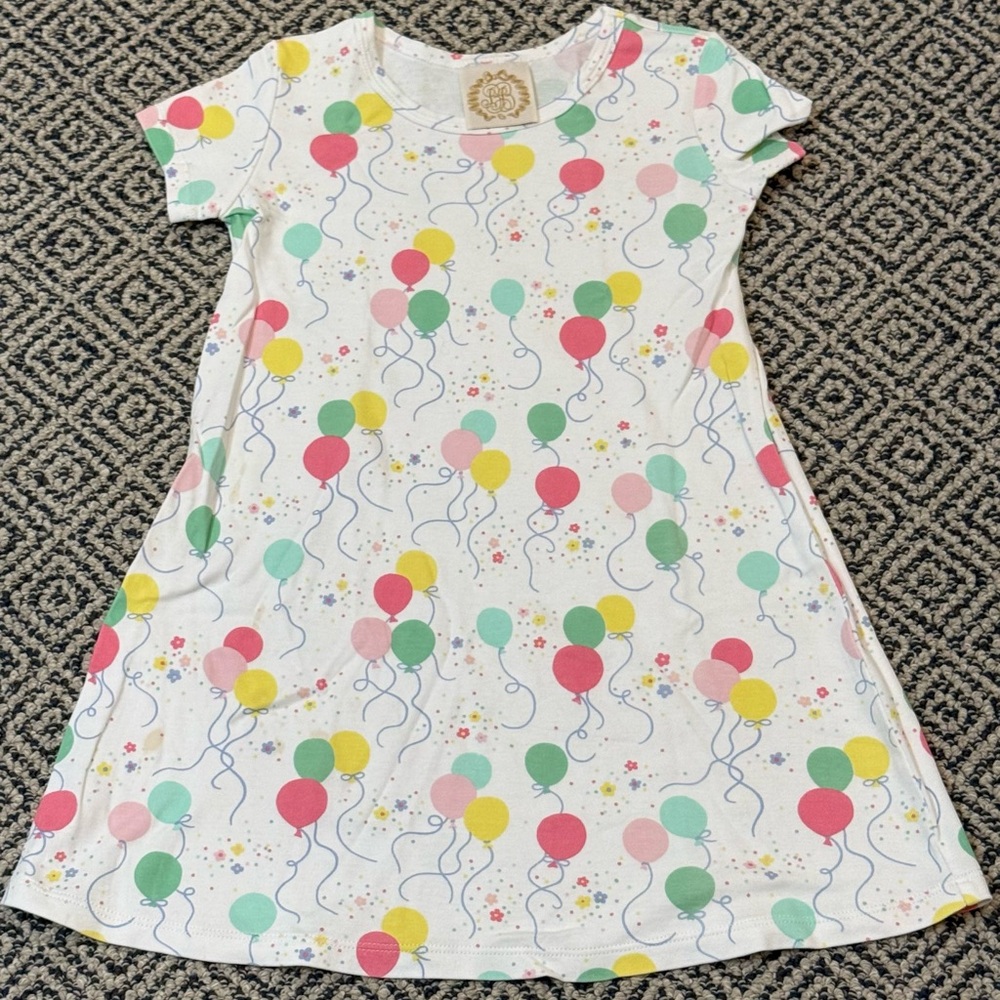 🎉 EUC 🎉 TBBC Sz 5 White with Multi-Color Balloon Print Polly Play Dress